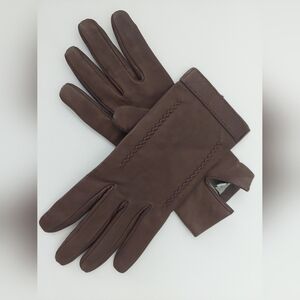 Maison Fabre Brown Leather Gloves